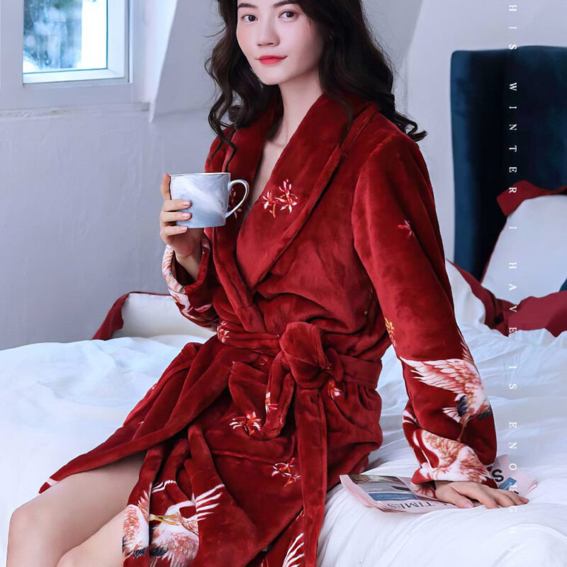 Peignoir Kimono Japonais Rouge Femme – Sakura