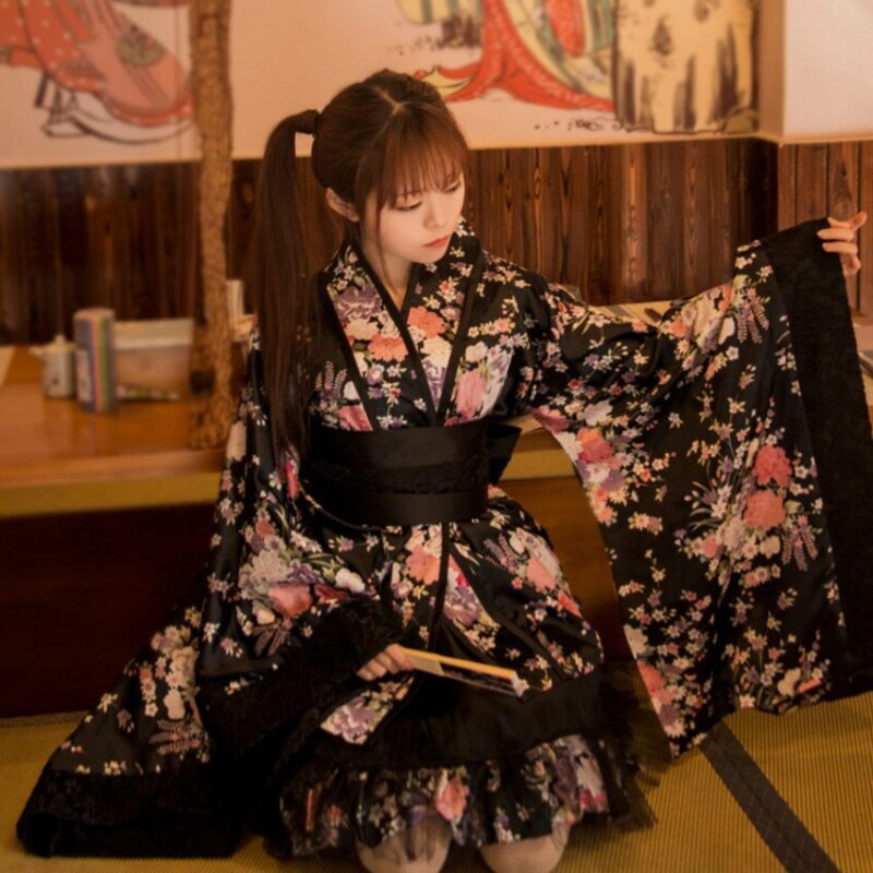 Kimono Femme Court Fleuri