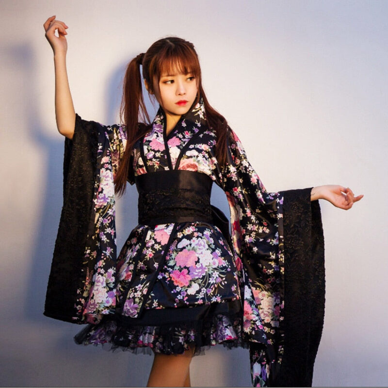 Kimono Femme Court Fleuri
