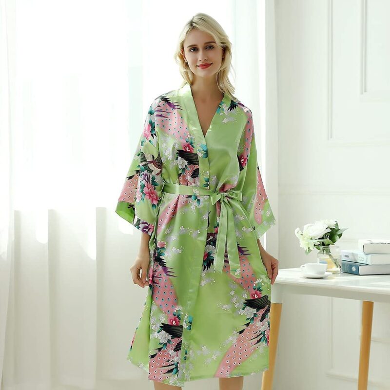 Yukata Kimono Femme Fleuri Vert – Shizen