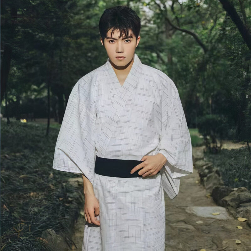 Kimono Traditionnel Blanc Homme – Atsushi