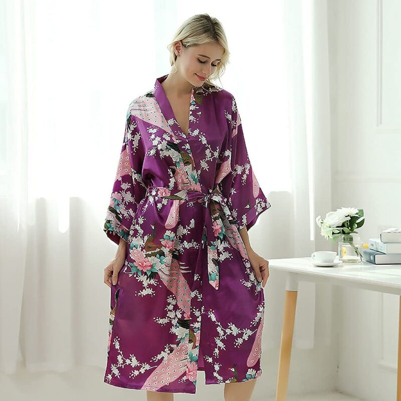 Yukata Kimono Violet Femme Fleuri – Josei