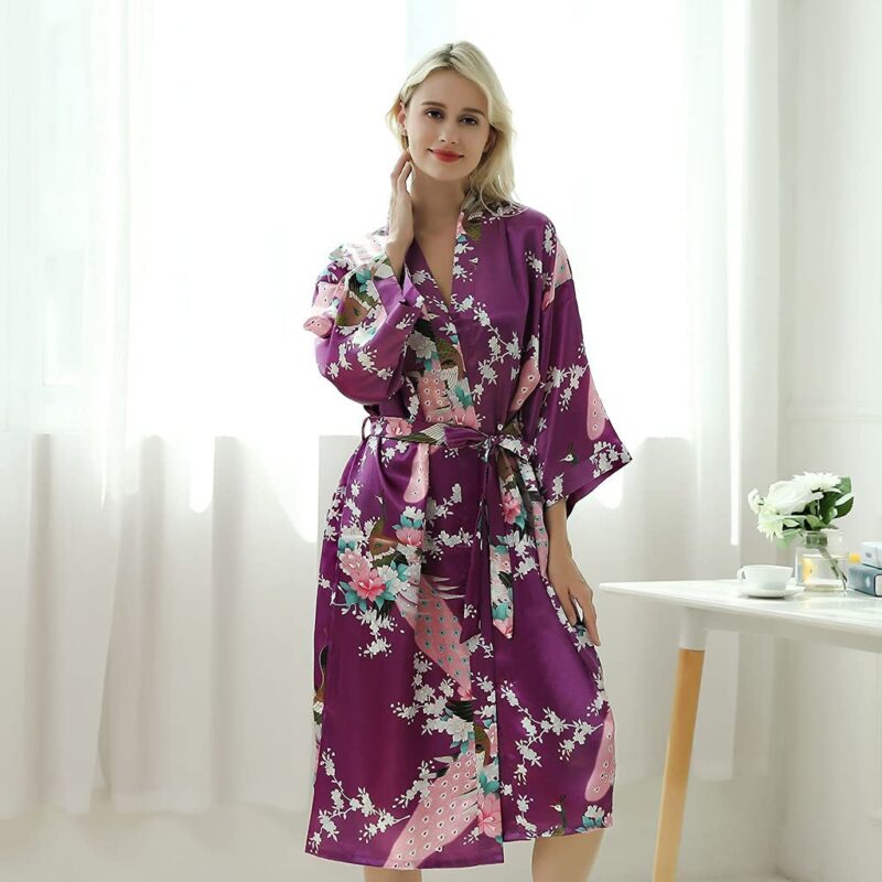 Yukata Kimono Violet Femme Fleuri – Josei