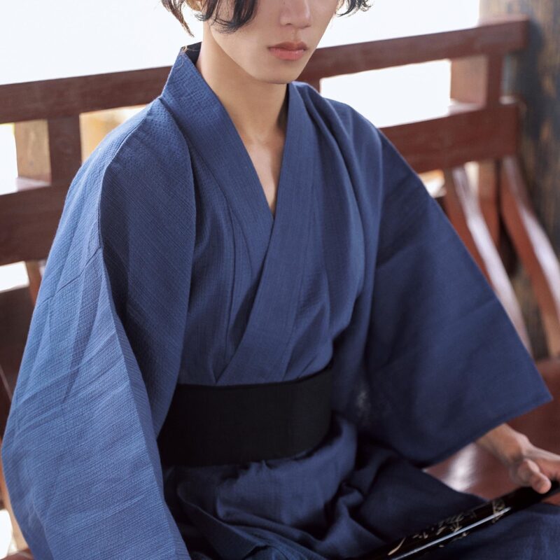 Yukata Bleu Homme Coton – Kiritsu