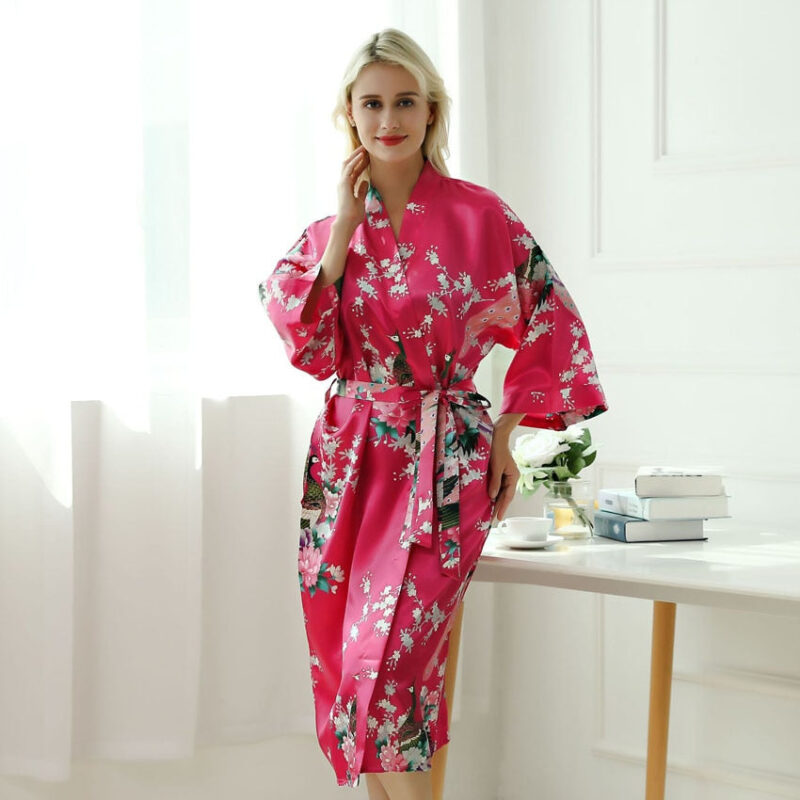 Yukata Kimono Rose Rouge Femme Fleuri – Chigau